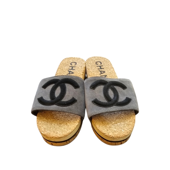 Chanel Suede and Cork Slides - Picture 6 of 8